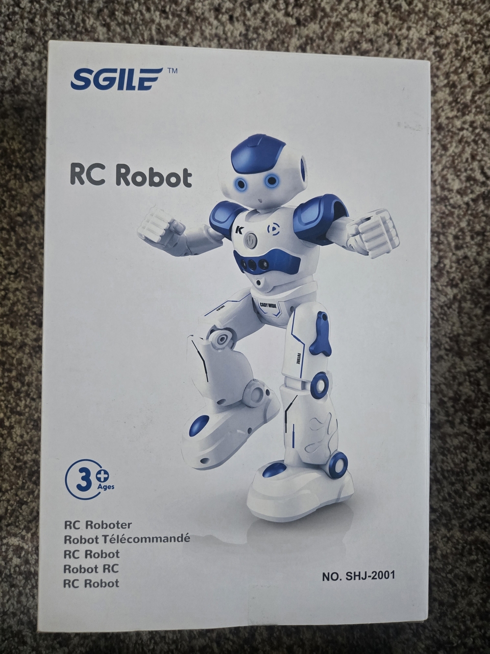 White and Blue RC Robot Toy - Interactive Remote-Controlled Action Figure